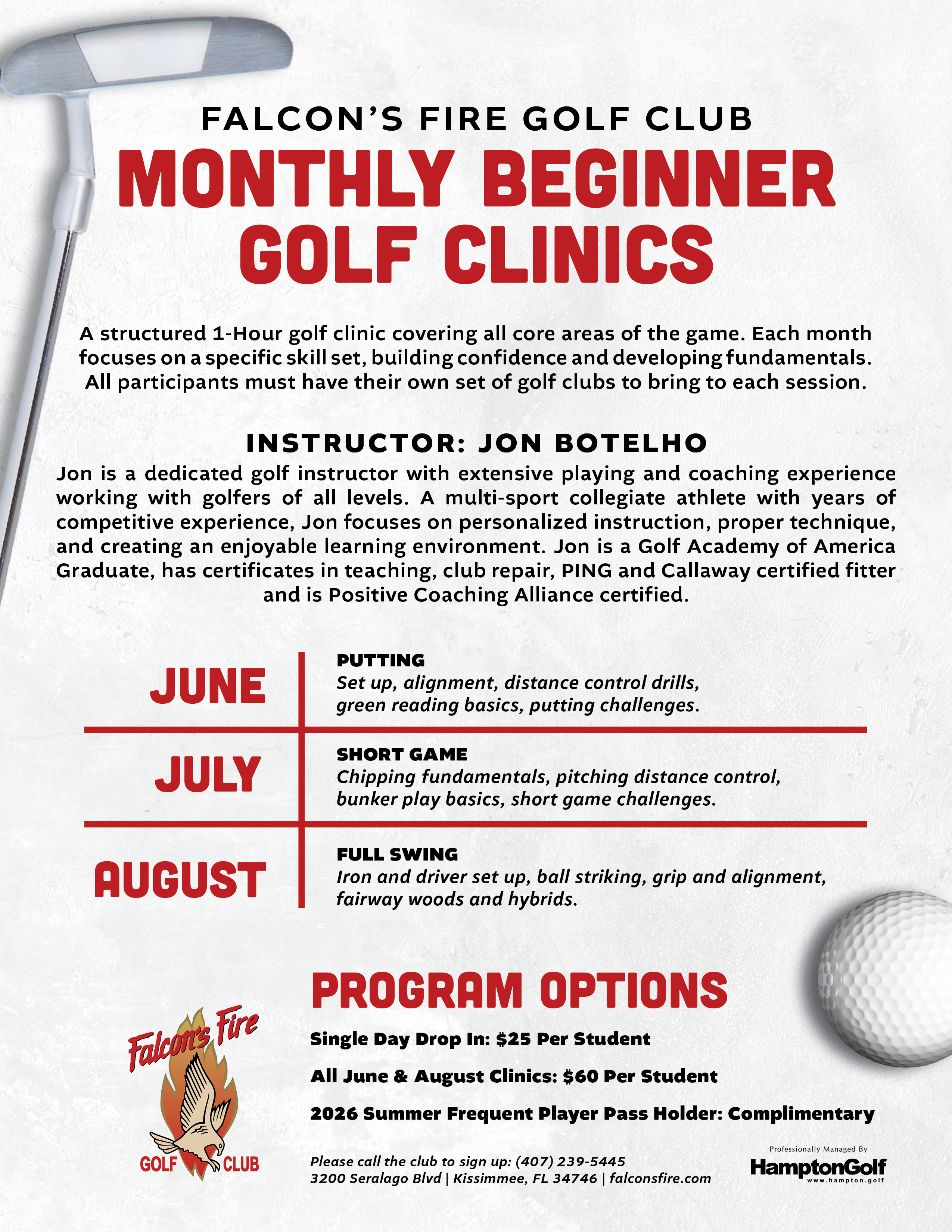 Beginner Golf Clinics June - August